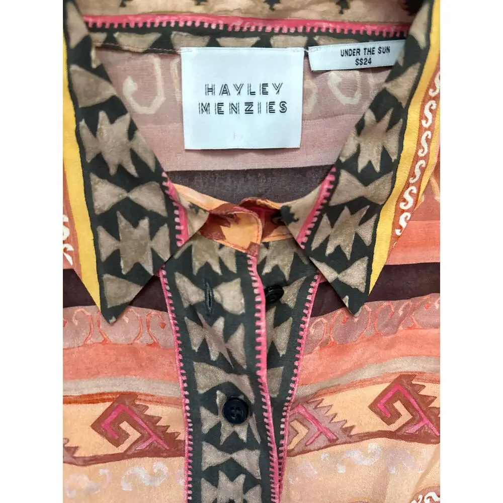 Peach Multi Printed Maxi Shirt Dress - Picture 8 of 16